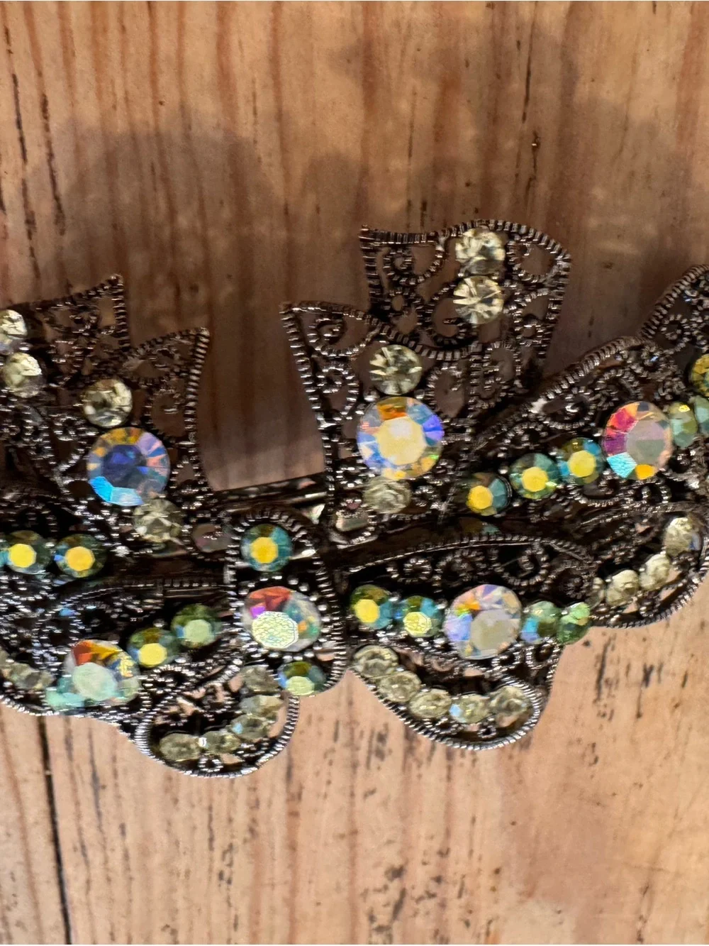 Vintage hammered Gold Dancing Sculpture, Victorian and diamond French hair clips
